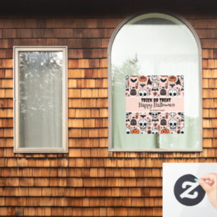 Pink Halloween Trick or Treat Custom Family Name Window Cling