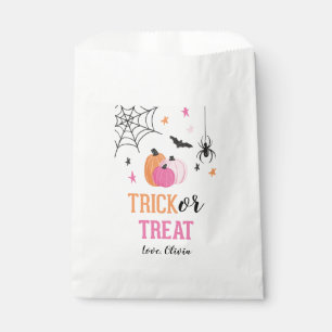 Pink Halloween Trick or Treat Pumpkins and Spiders Favour Bags