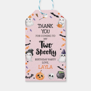 Pink Halloween Two Spooky 2nd Birthday Gift Tags