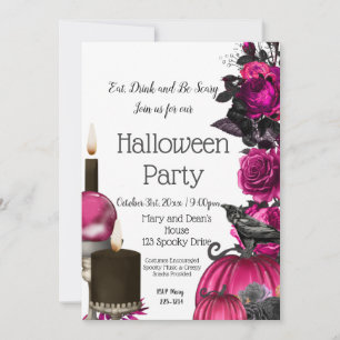 Pink Halloween, Witch, Gothic Invitation