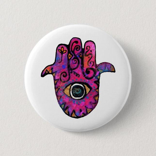 **PINK HAMSA** 6 CM ROUND BADGE (Front)