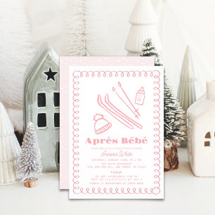 Pink Hand-Drawn Après Bébé Girl Baby Shower Invitation