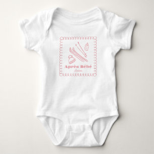 Pink Hand-Drawn Après Bébé Girl Winter Ski Baby Bodysuit