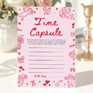 Pink Hand Drawn Baby Shower Time Capsule Game Invitation