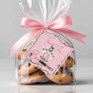 Pink Hand Drawn BOWling Bows Girl Birthday Party Favour Tags