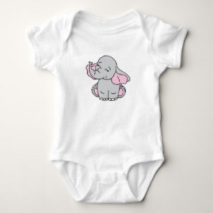Pink Hand Drawn Elephant Pattern Elephant Cartoon Baby Bodysuit