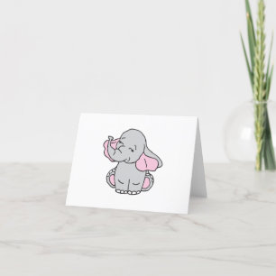 Pink Hand Drawn Elephant Pattern Elephant Cartoon Thank You Card