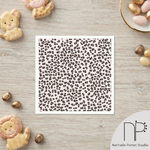 Pink Hand-Drawn Leopard Print Napkin
