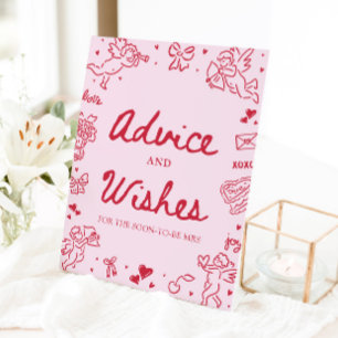 Pink Hand Drawn Modern Valentine Advice and Wishes Pedestal Sign