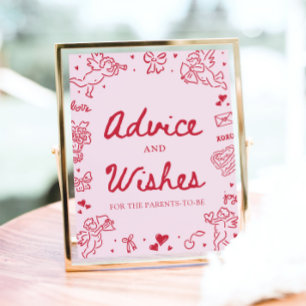 Pink Hand Drawn Modern Valentine Advice and Wishes Poster