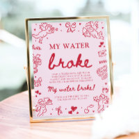 Pink Hand Drawn My Water Broke Baby Shower Game