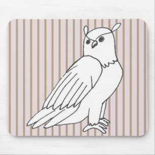 Pink Hand-drawn Owl Mouse Mat