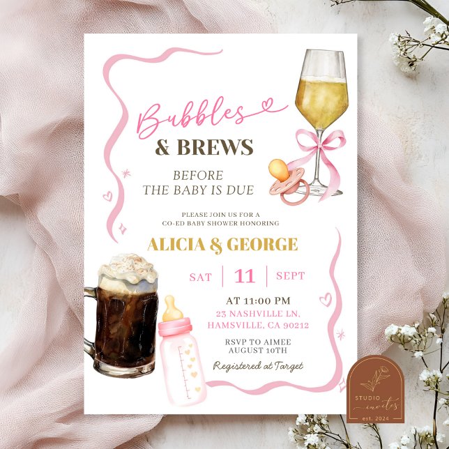 Pink Hand-Drawn Quirky Baby Shower Invitation (Creator Uploaded)