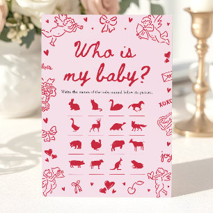 Pink Hand Drawn Valentine Who Is My Baby Game Invitation