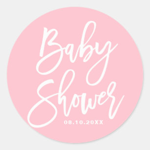 Pink Hand Lettered Custom Baby Shower Sticker