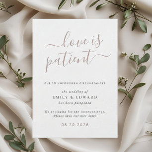 Pink Hand Script Wedding Postponement Announcement