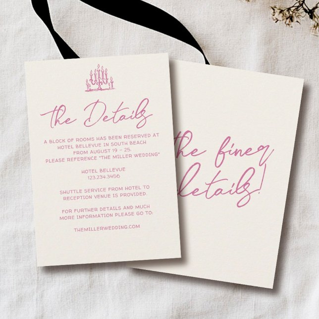 Pink Handdrawn Coquette Trendy Romantic Wedding Enclosure Card (Creator Uploaded)