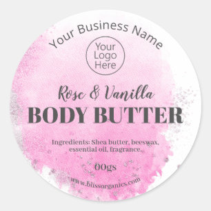Pink Handmade Body Butter Scrub Logo Label