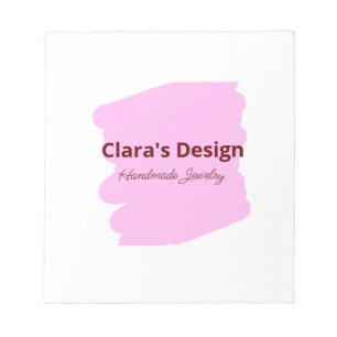 Pink handmade jewellery add name text girly busine notepad