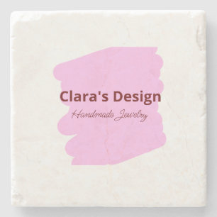 Pink handmade jewellery add name text girly busine stone coaster