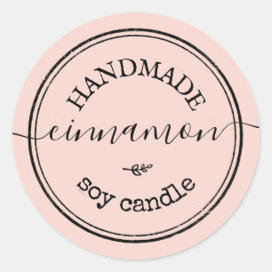 Pink Handmade Script Black Border Product Label