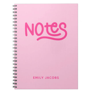 Pink Handwriting Notes Typography Notebook