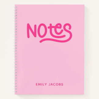 Pink Handwriting Notes Typography Notebook
