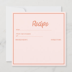 Pink Handwriting Retro Recipe Bridal Shower  Invitation