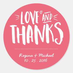 Pink Handwriting Script Wedding Thank You Sticker