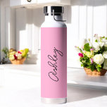 Pink Handwritten Text Elegant Water Bottle<br><div class="desc">Pink Elegant Water Bottle with option to add name with beautiful calligraphy text.  More products with this design are in the collection below.</div>