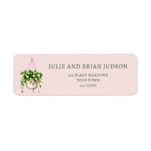 Pink Hanging Basket house plant return address