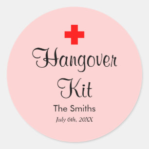 Pink Hangover Kit Modern Wedding Favour Sticker