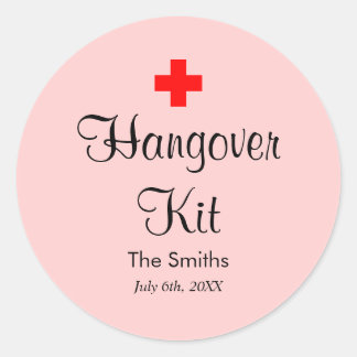Pink Hangover Kit Modern Wedding Favour Sticker