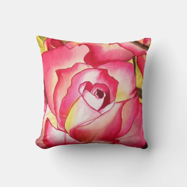 Pink Hannah Gordon Rose floral Cushion (Front)
