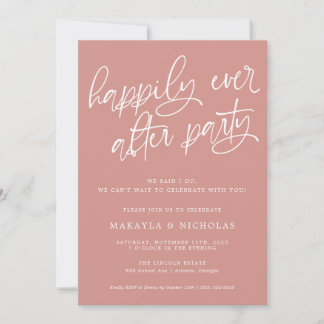 Pink Happily Ever After Party Wedding Reception Invitation