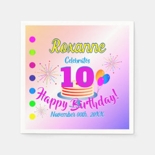 PINK Happy 10th Birthday Editable Napkin