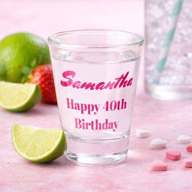 Pink Happy 40th birthday Shot Glass (Creator Uploaded)
