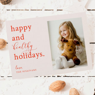 Pink Happy and Healthy 2021 Holiday Photo