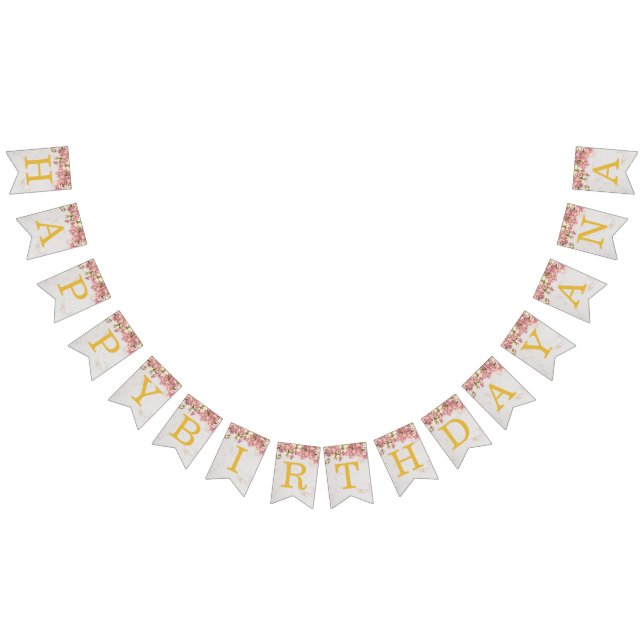 Pink Happy Birthday 3 Letter Name Orchids Girl Ana Bunting (All)