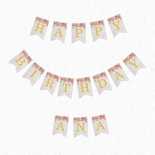 Pink Happy Birthday 3 Letter Name Orchids Girl Ana Bunting