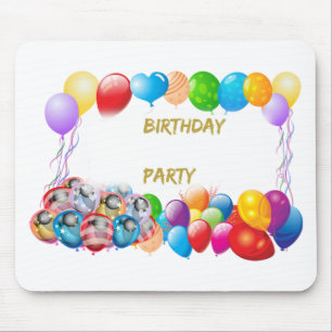 Pink Happy Birthday Balloons Mouse Mat
