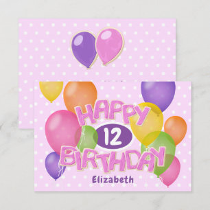 pink happy birthday cutout cookies w balloons card