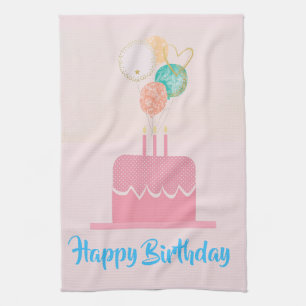 Pink Happy Birthday Kitchen Towel
