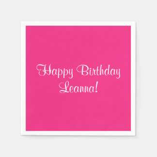 Pink Happy Birthday (Name) Leanna Napkin
