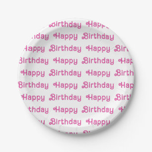 Pink Happy Birthday Party Plates