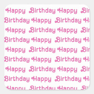 Pink Happy Birthday Party Plates Square Sticker