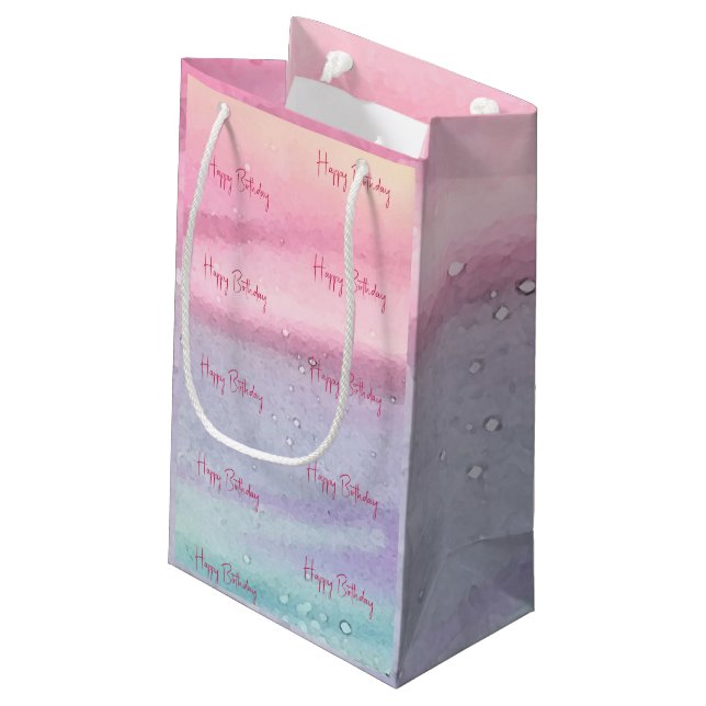 Pink Happy Birthday Small Gift Bag (Back Angled)