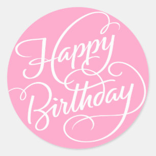 PINK HAPPY BIRTHDAY   STICKER