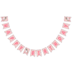 Pink Happy Birthday Unicorn Dabbing Bunting