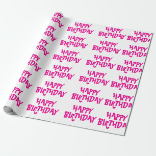 pink happy birthday wrapping paper